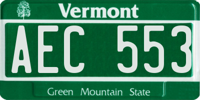 VT license plate AEC553