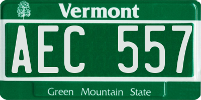 VT license plate AEC557