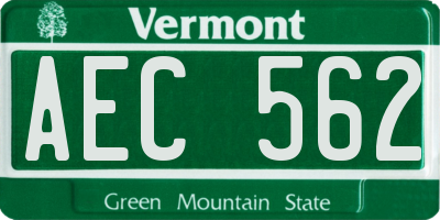 VT license plate AEC562