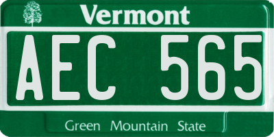 VT license plate AEC565