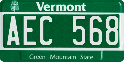 VT license plate AEC568