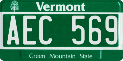 VT license plate AEC569