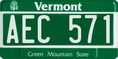 VT license plate AEC571