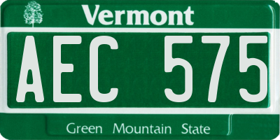 VT license plate AEC575