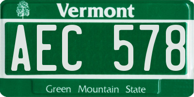 VT license plate AEC578