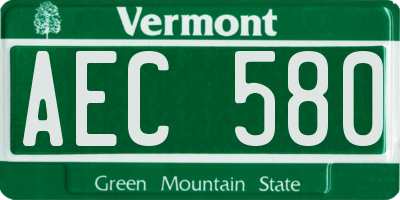 VT license plate AEC580