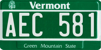 VT license plate AEC581
