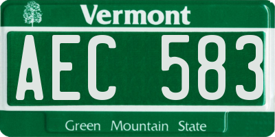 VT license plate AEC583