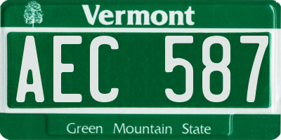 VT license plate AEC587