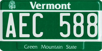VT license plate AEC588