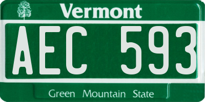 VT license plate AEC593