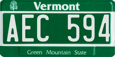 VT license plate AEC594