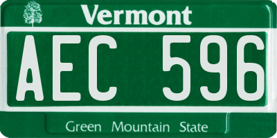 VT license plate AEC596