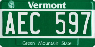 VT license plate AEC597