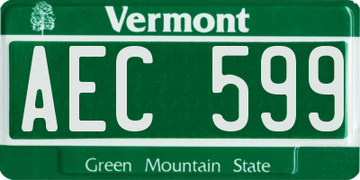 VT license plate AEC599