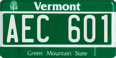 VT license plate AEC601