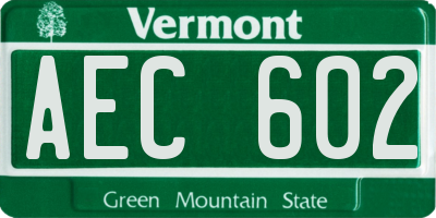 VT license plate AEC602