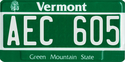 VT license plate AEC605