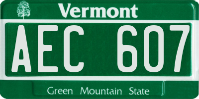 VT license plate AEC607