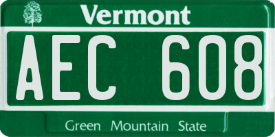 VT license plate AEC608