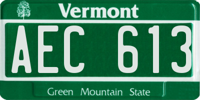 VT license plate AEC613