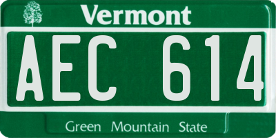 VT license plate AEC614