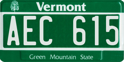 VT license plate AEC615
