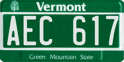 VT license plate AEC617