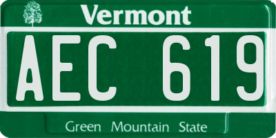 VT license plate AEC619