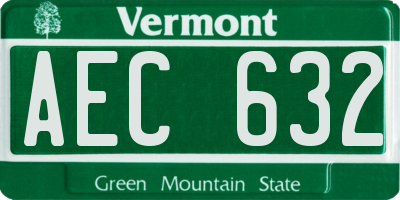 VT license plate AEC632