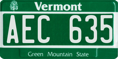VT license plate AEC635