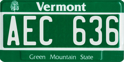 VT license plate AEC636