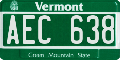 VT license plate AEC638