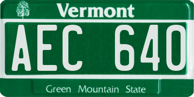 VT license plate AEC640
