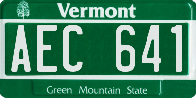 VT license plate AEC641