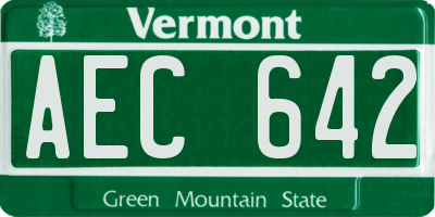 VT license plate AEC642