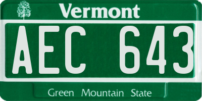 VT license plate AEC643