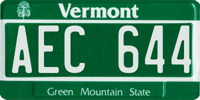VT license plate AEC644