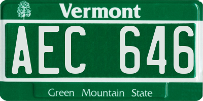 VT license plate AEC646