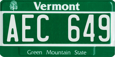 VT license plate AEC649