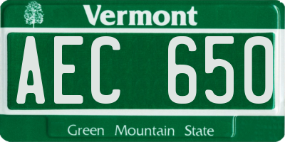 VT license plate AEC650