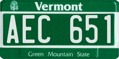 VT license plate AEC651