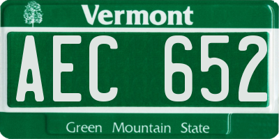 VT license plate AEC652