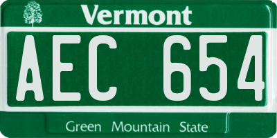 VT license plate AEC654