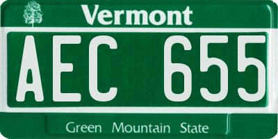 VT license plate AEC655