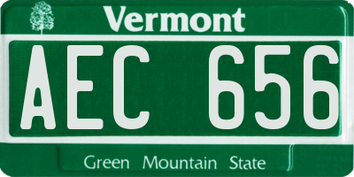 VT license plate AEC656