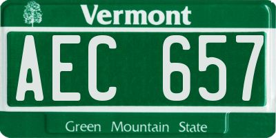 VT license plate AEC657