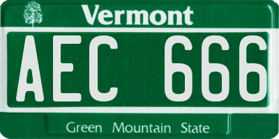 VT license plate AEC666
