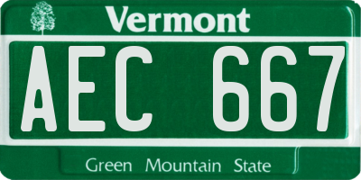 VT license plate AEC667