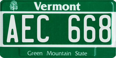 VT license plate AEC668